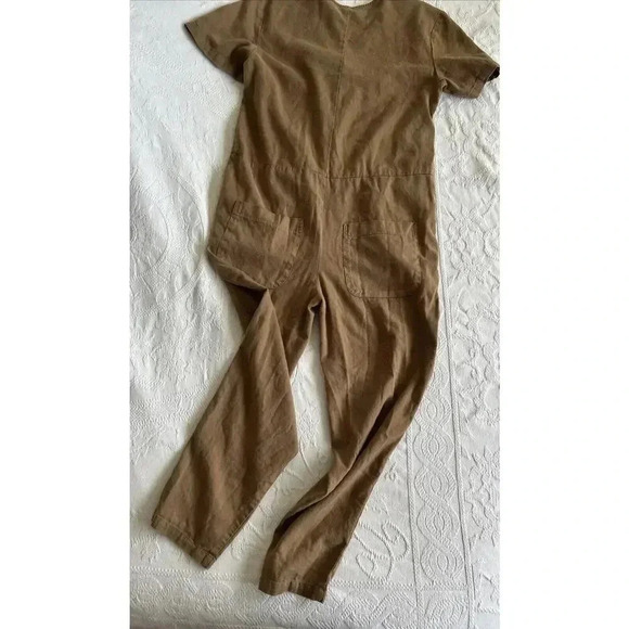 Rylee & Cru Tencel Linen Blend Utility Jumpsuit Brown Romper Pockets Size M - Picture 12 of 14